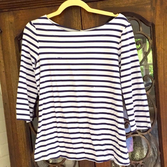 Lilly Pulitzer navy blue/white stripe 3/4 sleeve - Picture 1 of 5